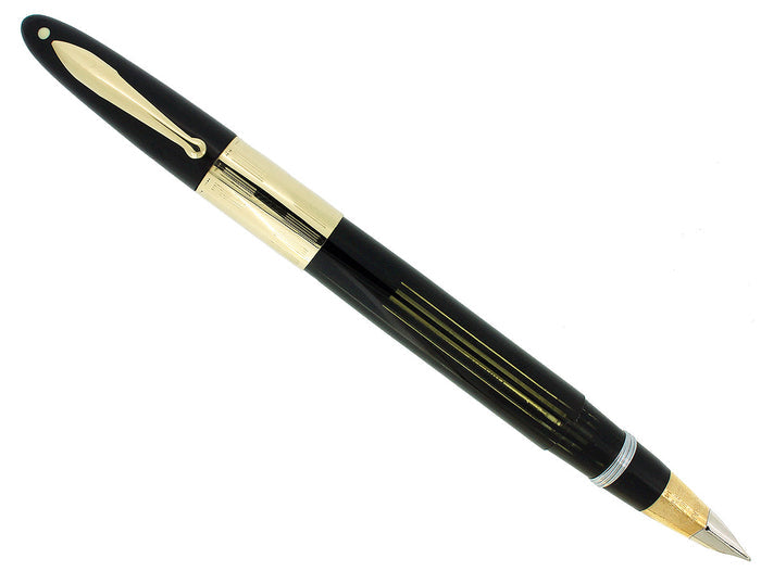 C1945 SHEAFFER LIFETIME JET BLACK PLUNGER FILL FOUNTAIN PEN TRIUMPH NIB RESTORED OFFERED BY ANTIQUE DIGGER