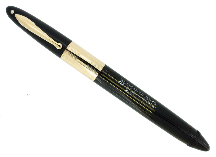 C1945 SHEAFFER LIFETIME JET BLACK PLUNGER FILL FOUNTAIN PEN TRIUMPH NIB RESTORED OFFERED BY ANTIQUE DIGGER