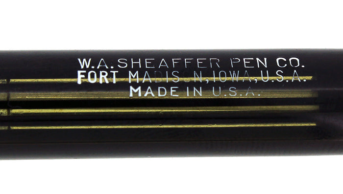 C1945 SHEAFFER LIFETIME JET BLACK PLUNGER FILL FOUNTAIN PEN TRIUMPH NIB RESTORED OFFERED BY ANTIQUE DIGGER