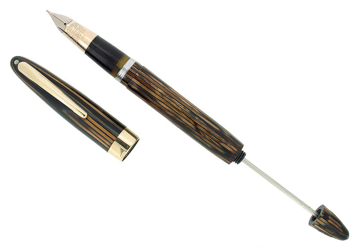 C1947 SHEAFFER TRIUMPH VALIANT GOLDEN BROWN FOUNTAIN PEN PLUNGER FILL RESTORED OFFERED BY ANTIQUE DIGGER