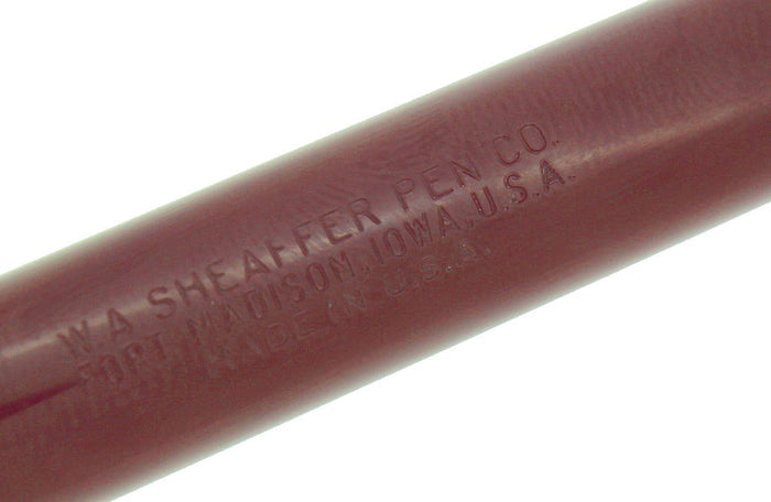 C1952 SHEAFFER CLIPPER BURGUNDY SNORKEL FINE NIB FOUNTAIN PEN NEW OLD STOCK MINT OFFERED BY ANTIQUE DIGGER