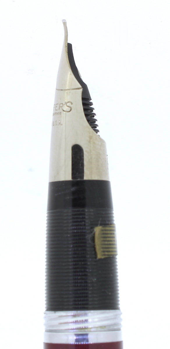 C1952 SHEAFFER CLIPPER BURGUNDY SNORKEL FINE NIB FOUNTAIN PEN NEW OLD STOCK MINT OFFERED BY ANTIQUE DIGGER