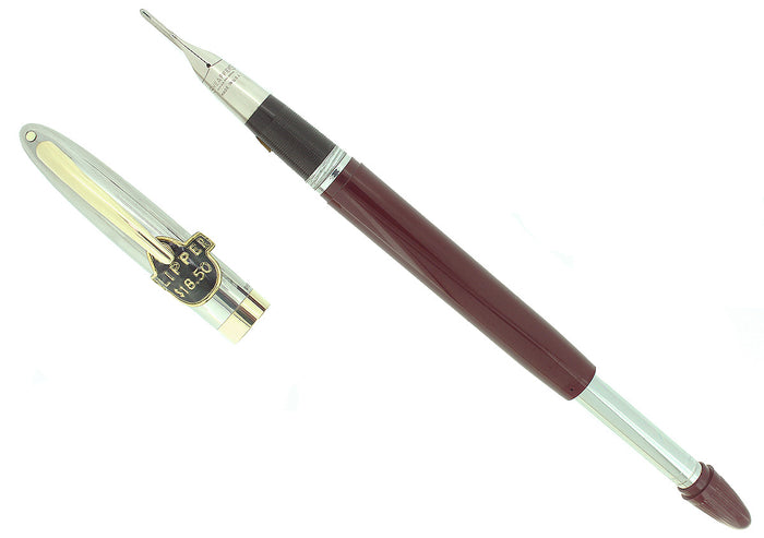 C1952 SHEAFFER CLIPPER BURGUNDY SNORKEL M NIB FOUNTAIN PEN NEW OLD STOCK MINT OFFERED BY ANTIQUE DIGGER