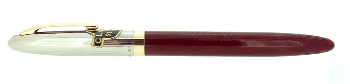 C1952 SHEAFFER CLIPPER BURGUNDY SNORKEL M NIB FOUNTAIN PEN NEW OLD STOCK MINT OFFERED BY ANTIQUE DIGGER