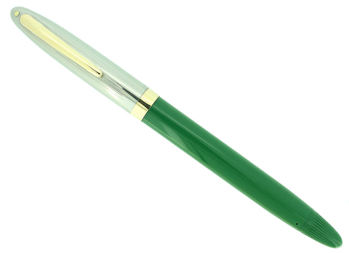 C1952 SHEAFFER CLIPPER PASTEL GREEN SNORKEL F NIB FOUNTAIN PEN NEW OLD STOCK OFFERED BY ANTIQUE DIGGER
