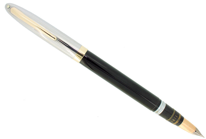 C1952 SHEAFFER SENTINEL JET BLACK SNORKEL FINE NIB FOUNTAIN PEN NEW OLD STOCK OFFERED BY ANTIQUE DIGGER