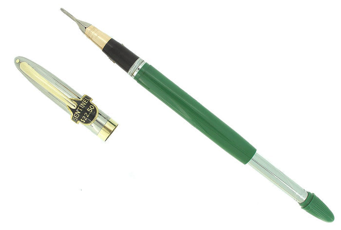 C1952 SHEAFFER SENTINEL PASTEL GREEN SNORKEL FOUNTAIN PEN NEW OLD STOCK MINT