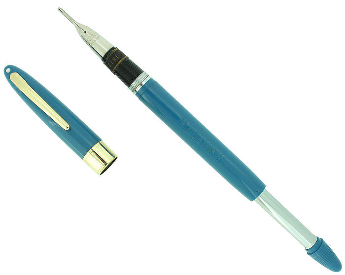 C1952 SHEAFFER STATESMAN PASTEL BLUE SNORKEL F NIB FOUNTAIN PEN NEW OLD STOCK OFFERED BY ANTIQUE DIGGER