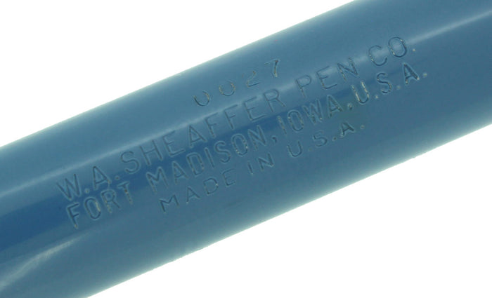 C1952 SHEAFFER STATESMAN PASTEL BLUE SNORKEL F NIB FOUNTAIN PEN NEW OLD STOCK OFFERED BY ANTIQUE DIGGER