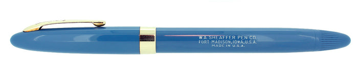 C1953 SHEAFFER SARATOGA PASTEL BLUE SNORKEL FOUNTAIN PEN XXF TO XF NIB RESTORED OFFERED BY ANTIQUE DIGGER