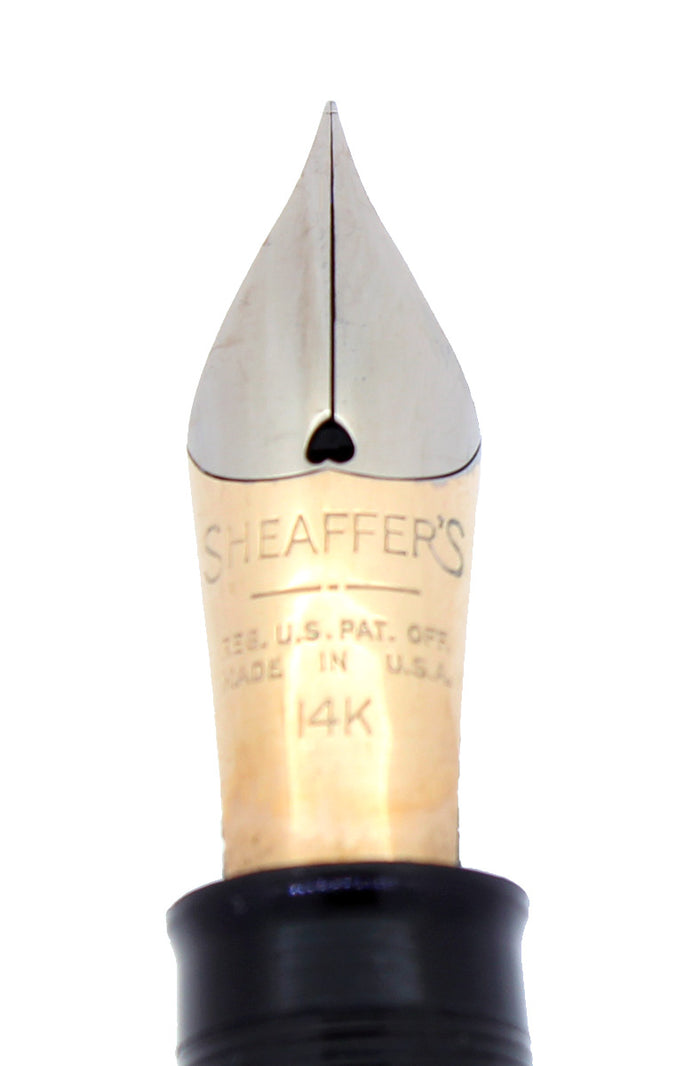 C1953 SHEAFFER SARATOGA PASTEL BLUE SNORKEL FOUNTAIN PEN XXF TO XF NIB RESTORED OFFERED BY ANTIQUE DIGGER