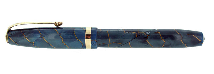 C1954 CONWAY STEWART #84 BLUE PEARL W/GOLD VEINS FOUNTAIN PEN RESTORED OFFERED BY ANTIQUE DIGGER