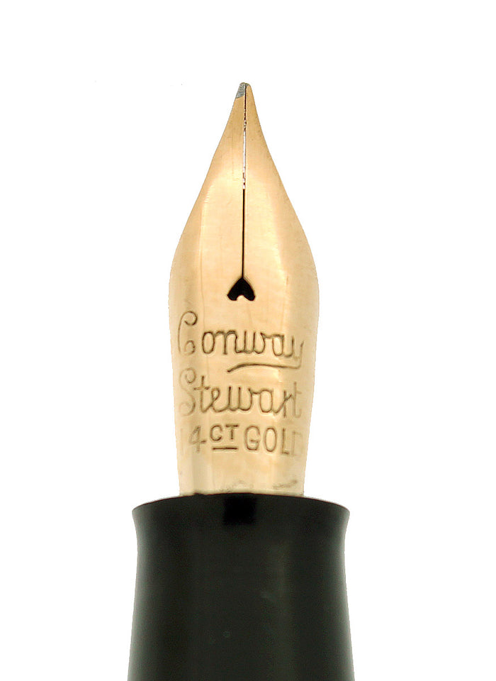 C1954 CONWAY STEWART #84 BLUE PEARL W/GOLD VEINS FOUNTAIN PEN RESTORED OFFERED BY ANTIQUE DIGGER