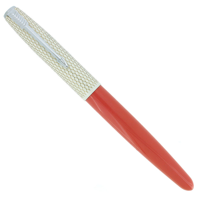 C1956 PARKER 41 FISHSCALE CAP CORAL FOUNTAIN PEN NEW OLD STOCK NEVER INKED OFFERED BY ANTIQUE DIGGER