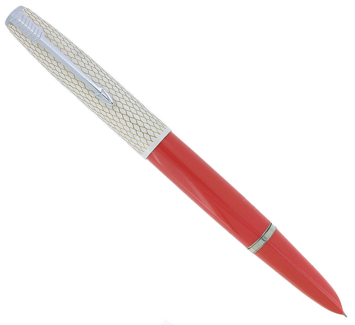 C1956 PARKER 41 FISHSCALE CAP CORAL FOUNTAIN PEN NEW OLD STOCK NEVER INKED OFFERED BY ANTIQUE DIGGER