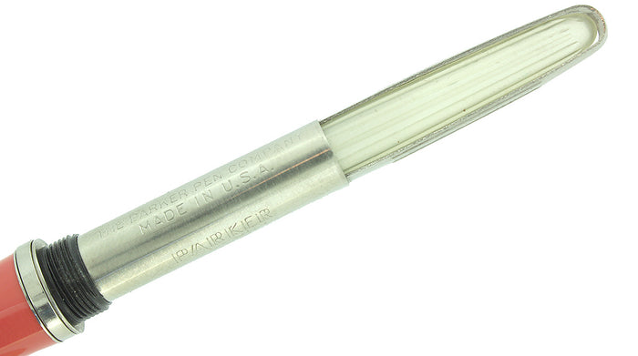 C1956 PARKER 41 FISHSCALE CAP CORAL FOUNTAIN PEN NEW OLD STOCK NEVER INKED OFFERED BY ANTIQUE DIGGER