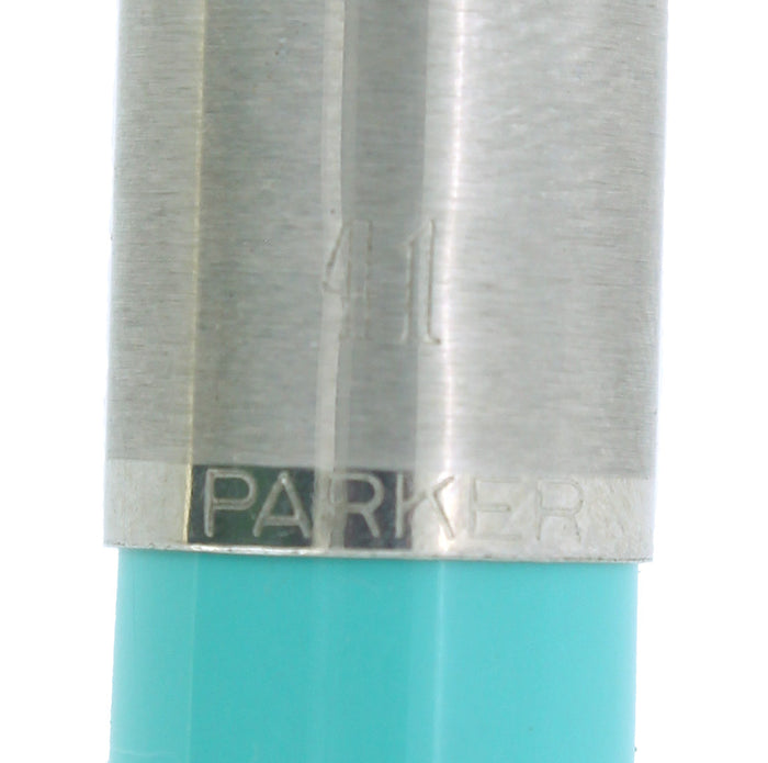 C1956 PARKER 41 TURQUOISE FOUNTAIN PEN IN ORIGINAL BOX NEW OLD STOCK NEVER INKED OFFERED BY ANTIQUE DIGGER