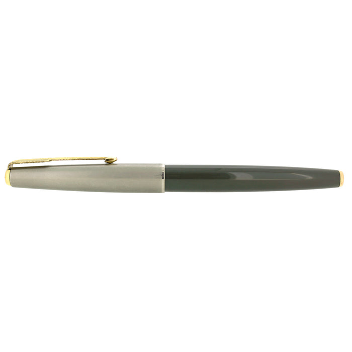 C1957 PARKER 61 GREY WITH LUSTRALOY CAPS FOUNTAIN PEN & PENCIL SET BOXED MINT OFFERED BY ANTIQUE DIGGER