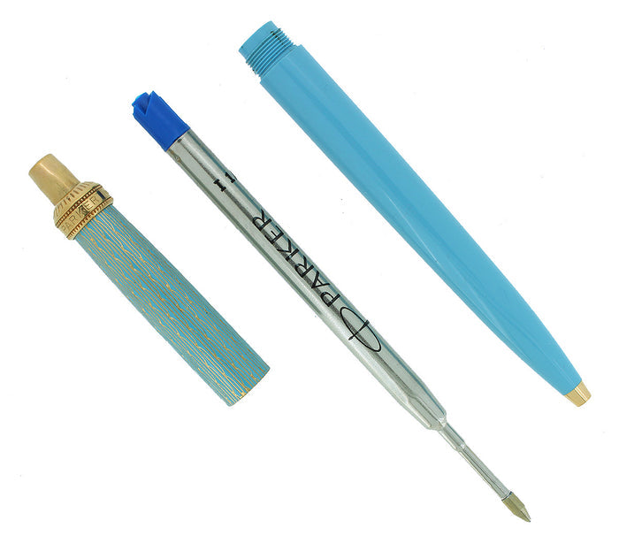 C1958 PARKER TURBAN TOP PRINCESS JOTTER BALLPOINT PEN POWDER BLUE NEW REFILL OFFERED BY ANTIQUE DIGGER
