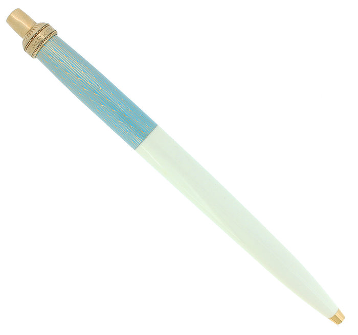 C1958 PARKER TURBAN TOP PRINCESS JOTTER BALLPOINT PEN POWDER BLUE & WHITE BARREL NEW REFILL OFFERED BY ANTIQUE DIGGER