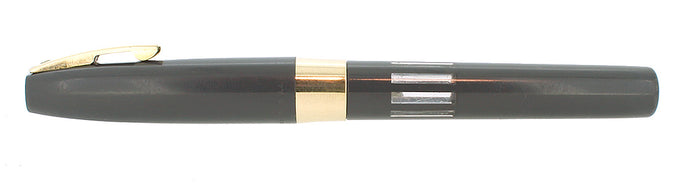 C1960 SHEAFFER GRAY COMPACT II VISULATED WINDOW 14K NIB FOUNTAIN PEN SERVICED