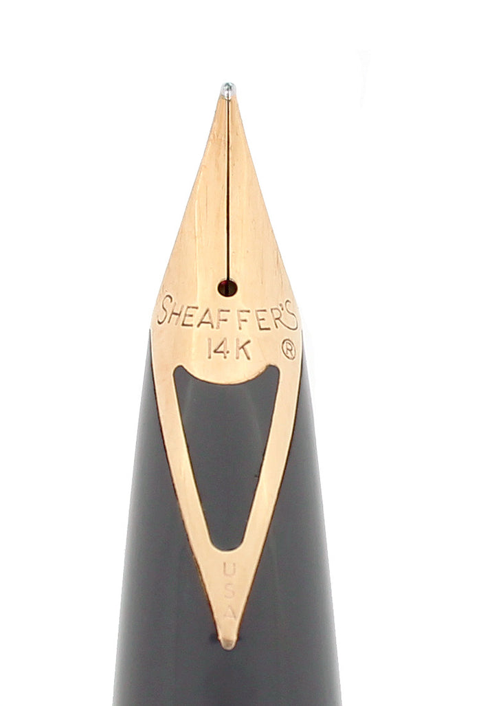 C1960 SHEAFFER GRAY COMPACT II VISULATED WINDOW 14K NIB FOUNTAIN PEN SERVICED