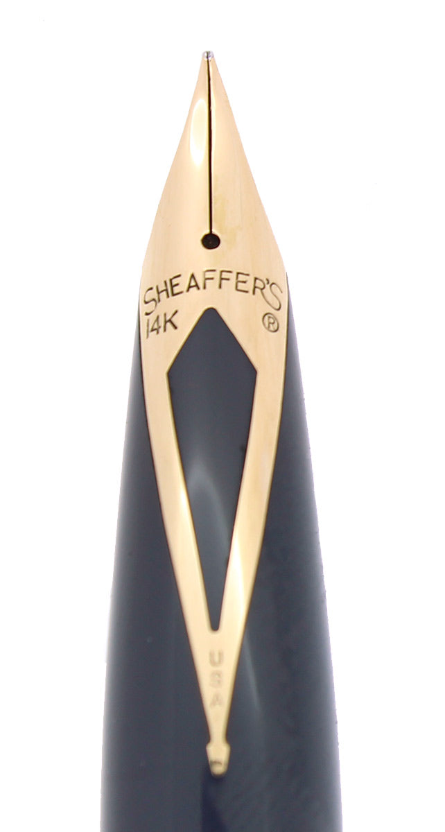 C1961 SHEAFFER DARK BLUE GRAY IMPERIAL IV FOUNTAIN PEN TOUCHDOWN FILLER RESTORED OFFERED BY ANTIQUE DIGGER