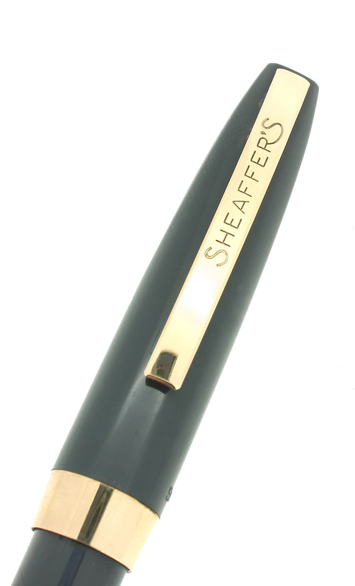 C1962 SHEAFFER GRAY IMPERIAL III FOUNTAIN PEN TOUCHDOWN FILLER CHALK MARKED NEVER INKED OFFERED BY ANTIQUE DIGGER