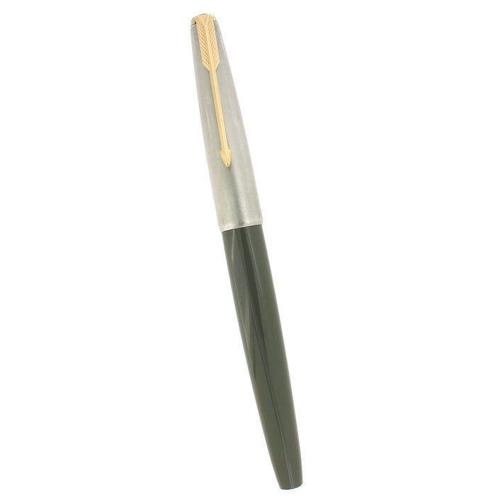C1964 PARKER VP GREY W/LUSTRALOY CAP XXXF-XXF 14K #62 NIB FOUNTAIN PEN RESTORED OFFERED BY ANTIQUE DIGGER