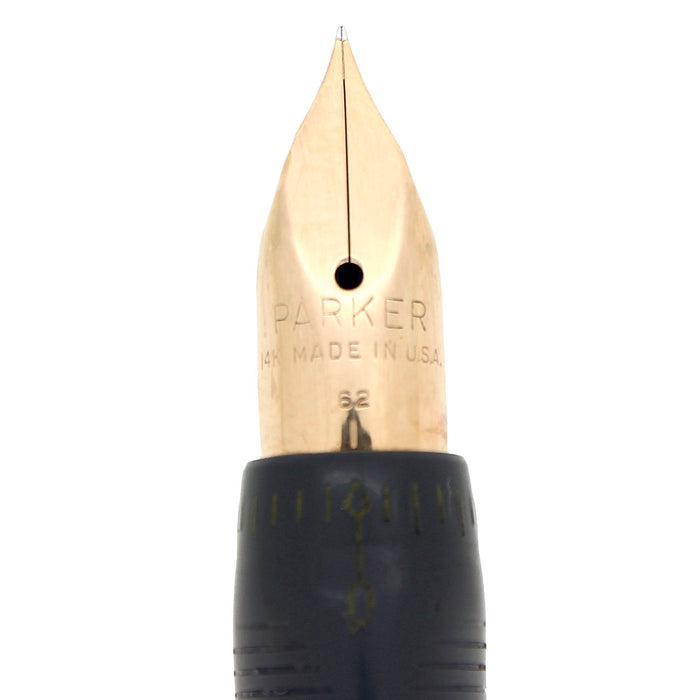C1964 PARKER VP GREY W/LUSTRALOY CAP XXXF-XXF 14K #62 NIB FOUNTAIN PEN RESTORED OFFERED BY ANTIQUE DIGGER