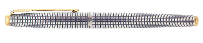 C1966 PARKER 75 STERLING SILVER GRID PATTERN FLAT TASSIES 66 NIB FOUNTAIN PEN NEVER INKED OFFERED BY ANTIQUE DIGGER