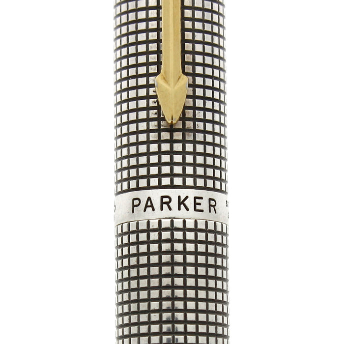 C1970 PARKER 75 STERLING SILVER CROSSHATCH GRID PATTERN #66 NIB FOUNTAIN PEN WITH BOXES/PAPERS OFFERED BY ANTIQUE DIGGER