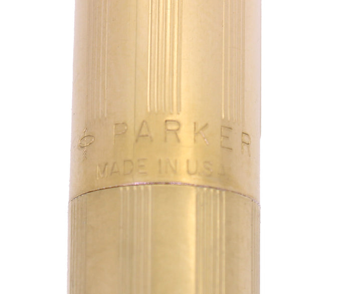 C1978 PARKER 75 GOLD PLATED IMPERIAL 14K MEDIUM NIB FOUNTAIN PEN RESTORED OFFERED BY ANTIQUE DIGGER
