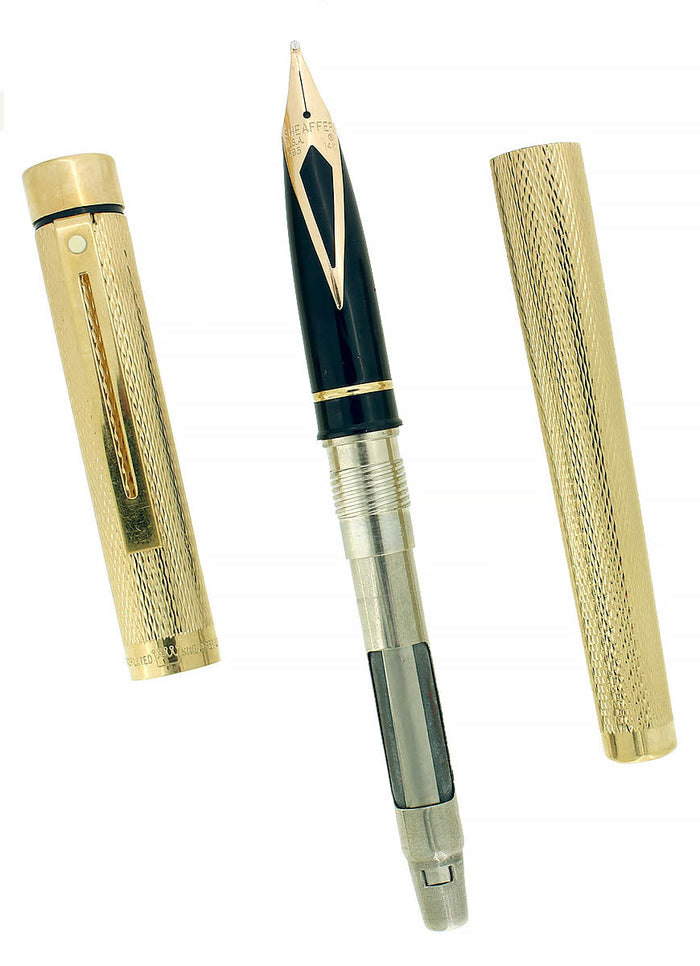 C1979 SHEAFFER TARGA 23K GOLD BARLEYCORN FINE NIB FOUNTAIN PEN NEVER INKED