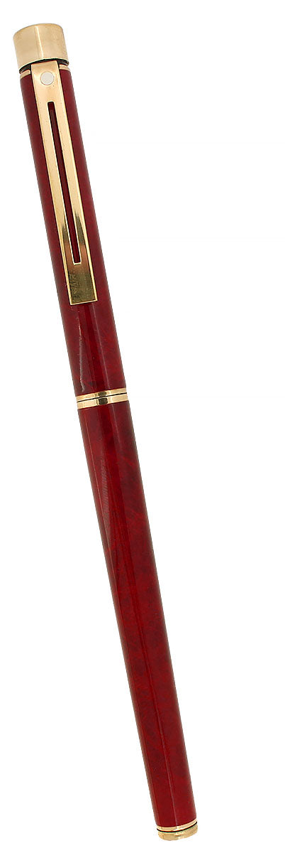 C1982 SHEAFFER TARGA SLIMLINE MODEL 1034S RED RONCE 14K MEDIUM NIB FOUNTAIN PEN NEVER INKED OFFERED BY ANTIQUE DIGGER