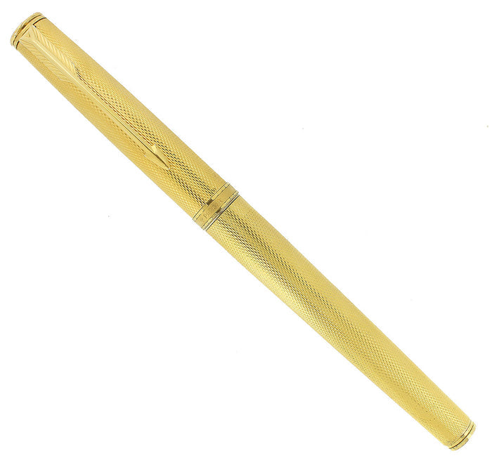 C1983 PARKER PREMIER 22K GP GRAIN D'ORGES 14K FINE NIB FOUNTAIN PEN FRANCE OFFERED BY ANTIQUE DIGGER