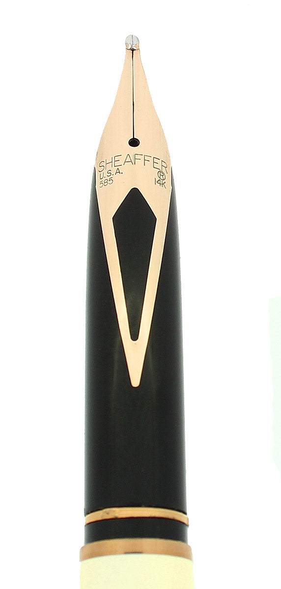 C1987 SHEAFFER TARGA SLIMLINE MODEL 1027S LAQUE IVORY 14K BROAD NIB FOUNTAIN PEN OFFERED BY ANTIQUE DIGGER