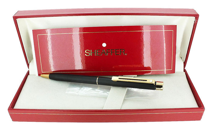C1989 SHEAFFER TARGA MATTE BLACK GOLD TRIM BALLPOINT PEN NEW OLD STOCK STICKERED OFFERED BY ANTIQUE DIGGER