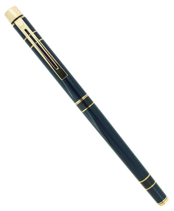 C1991 SHEAFFER TARGA SLIMLINE MODEL 1041s LAQUE PRESTIGE BLUE 14K NIB FOUNTAIN PEN NEVER INKED OFFERED BY ANTIQUE DIGGER