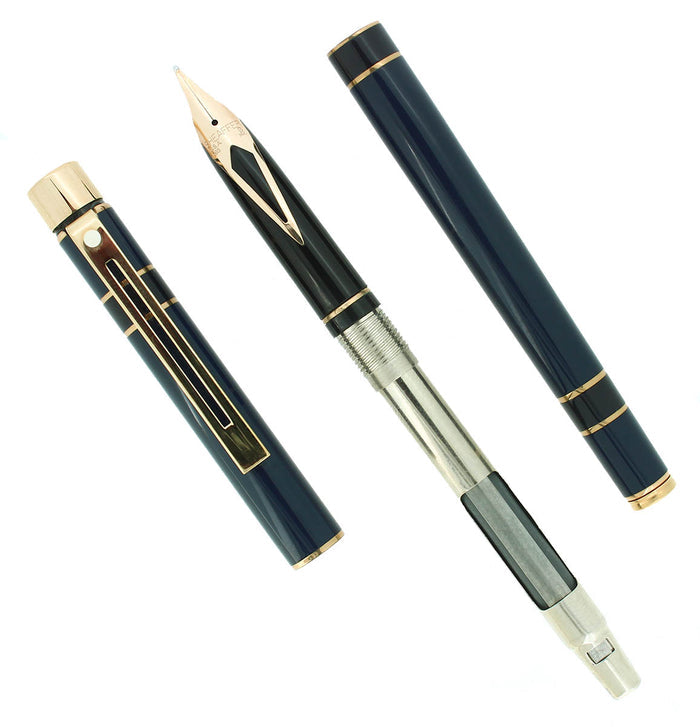 C1991 SHEAFFER TARGA SLIMLINE MODEL 1041s LAQUE PRESTIGE BLUE 14K NIB FOUNTAIN PEN NEVER INKED OFFERED BY ANTIQUE DIGGER