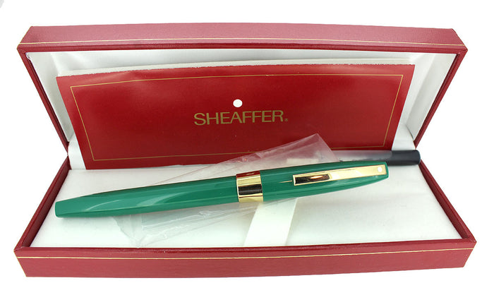 C1996 SHEAFFER IMPERIAL MODEL 2663 EMERALD GREEN FOUNTAIN PEN NEVER INKED IN ORIGINAL BOX OFFERED BY ANTIQUE DIGGER