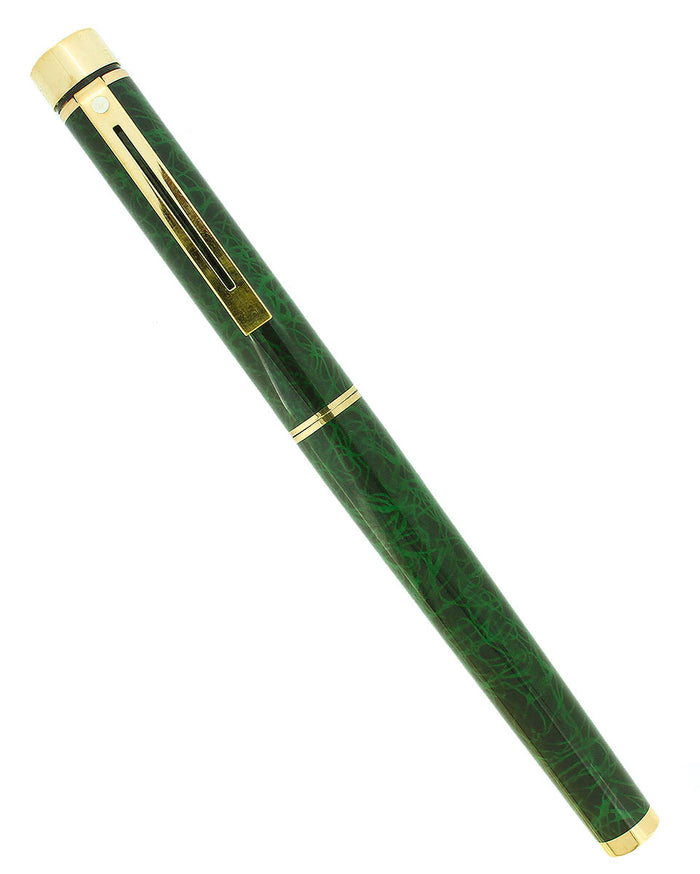 C1996 SHEAFFER MALACHITE GREEN RONCE CLASSIC TARGA MEDIUM NIB FOUNTAIN PEN NEVER INKED OFFERED BY ANTIQUE DIGGER