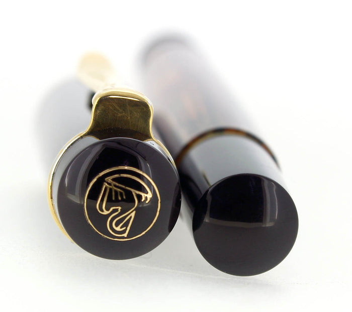 C1997 PELIKAN SPECIAL EDITION M250 TORTOISE BROWN STRIPED 14C BROAD NIB NIB FOUNTAIN PEN OFFERED BY ANTIQUE DIGGER