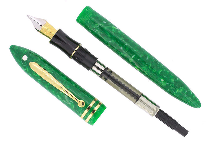 C1998 SHEAFFER JADE BALANCE II FOUNTAIN PEN MINT IN BOX 18K OBLIQUE STUB NIB OFFERED BY ANTIQUE DIGGER