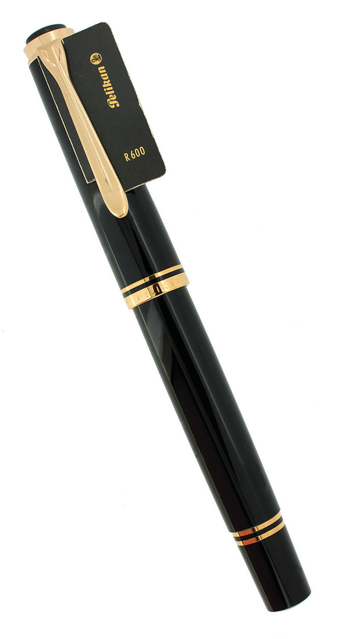 C1999 PELIKAN R600 SOVEREIGN BLACK ROLLERBALL PEN GOLD TRIM NEW OLD STOCK MINT OFFERED BY ANTIQUE DIGGER