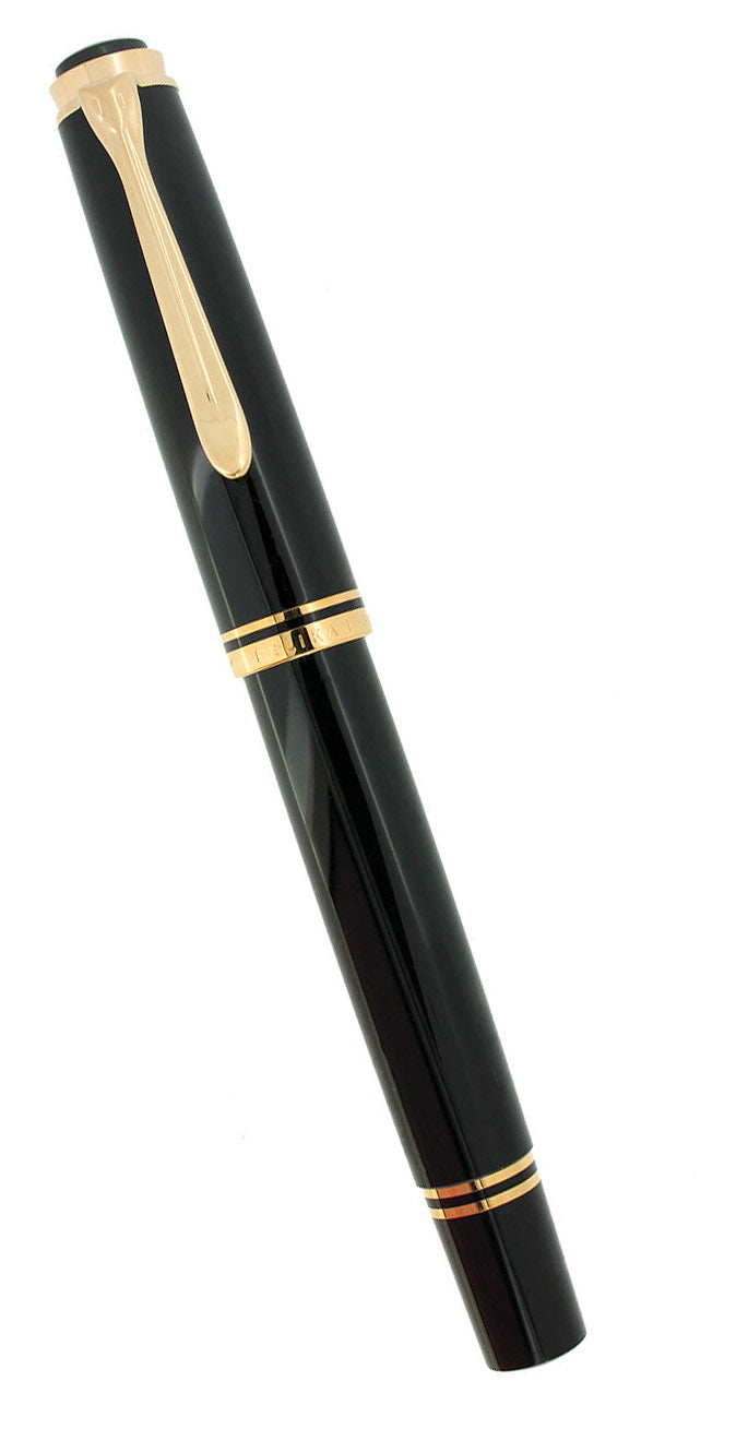 C1999 PELIKAN R600 SOVEREIGN BLACK ROLLERBALL PEN GOLD TRIM NEW OLD STOCK MINT OFFERED BY ANTIQUE DIGGER