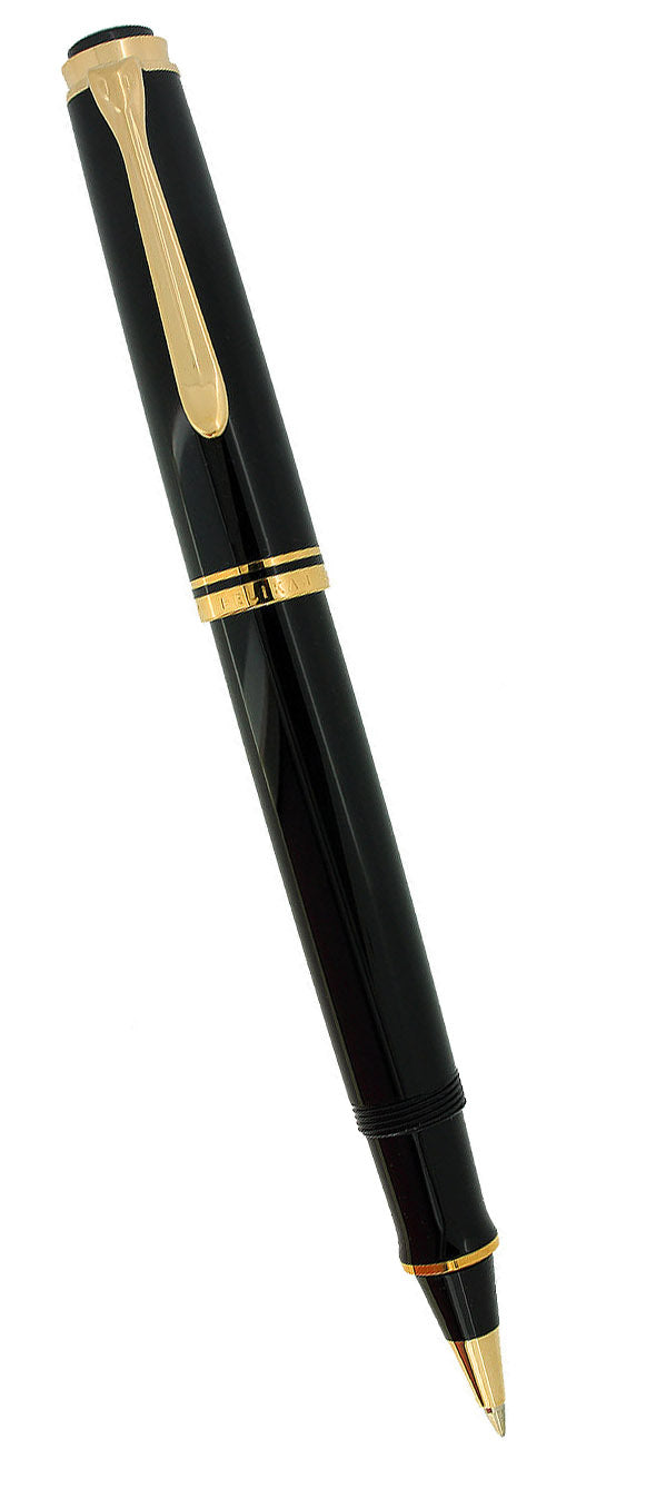 C1999 PELIKAN R600 SOVEREIGN BLACK ROLLERBALL PEN GOLD TRIM NEW OLD STOCK MINT OFFERED BY ANTIQUE DIGGER
