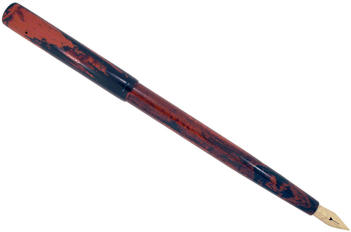 CIRCA 1915 WATERMAN #12 RED MOTTLED INK DROPPER FOUNTAIN PEN WITH XF to 2.6MM+ FLEXIBLE NIB