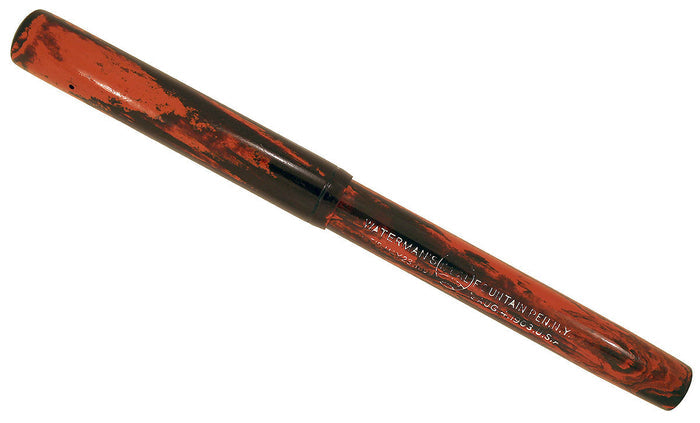 CIRCA 1915 WATERMAN #12 RED MOTTLED INK DROPPER FOUNTAIN PEN WITH XF to 2.6MM+ FLEXIBLE NIB