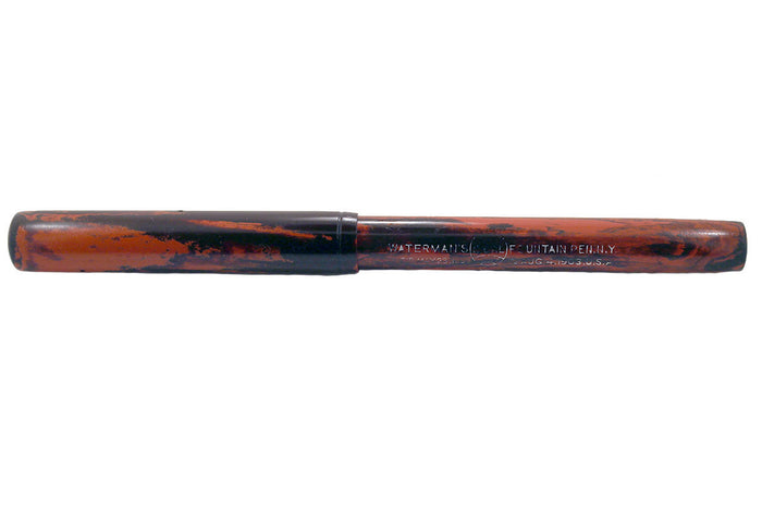 CIRCA 1915 WATERMAN #12 RED MOTTLED INK DROPPER FOUNTAIN PEN WITH XF to 2.6MM+ FLEXIBLE NIB